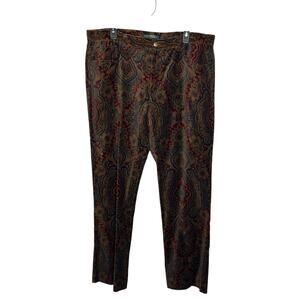 Lauren Ralph Lauren Pants Womens 16 Plus Brown Paisley Print Hong Kong Trousers